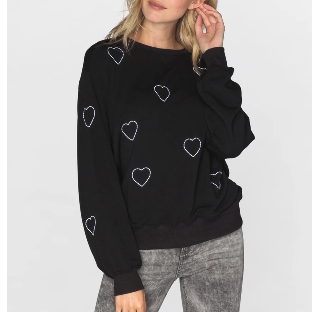 STITCHED HEARTS - OVERSIZED CREW NECK SWEATSHIRT M Z109-11
